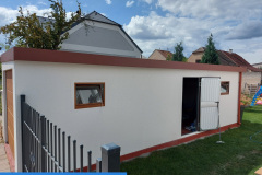 garáž s pultovou střechou spád střechy na bok